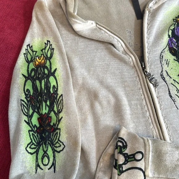 Distressed Extra long Ed Hardy Hooded Zip-up - Picture 13 of 14